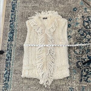 Rabbit real genuine Fur Vest knit fur cream fringe soft
